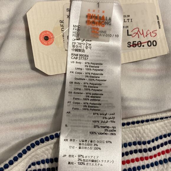 NWT Billabong Salty Shore Lowrider Bikini Bottom - Multi Sz Large - Picture 5 of 10